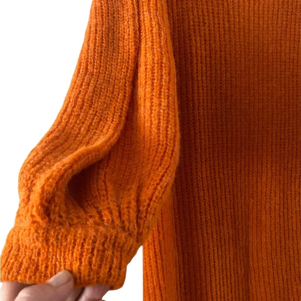 NWOT Free People orange long Longline silhouette cardigan sweater size S
